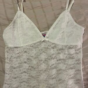Edikted White Floral Lace Slip Bow Top Size M